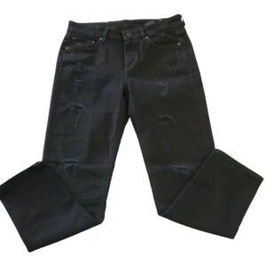 G-Star Raw Denim Black Distressed Skinny Leg Jeans Size 27 x 32